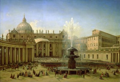 The Piazza San Pietro in Rome at the time of a Papal Blessing by Grigori Grigor