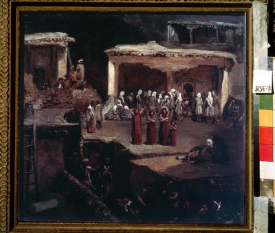 The funeral ceremony in Dagestan by Grigori Grigorevich Gagarin