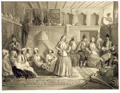 The Rest Room near the Baths at Shemakha, on the Shirvanskaya Steppe, Plate 40 from a Book on the Caucasus, Engraved by Charles Claude Bachelier and Adolphe Bayot, Published by Alfred Leon Lemerci by Grigori Grigorevich Gagarin