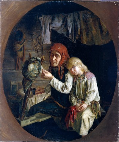 Spinning Lesson by Grigori Grigoryevich Myasoedov