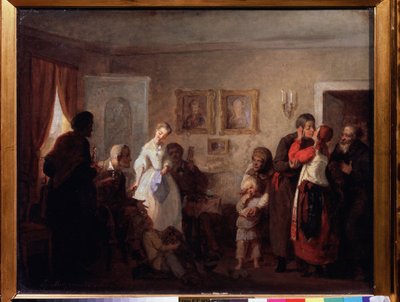 Congratulations To The Newly Married Couple In A Manor House by Grigori Grigoryevich Myasoedov
