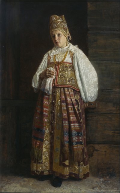 Woman from Kursk in traditional Russian clothing by Grigori Semenovich Sedov