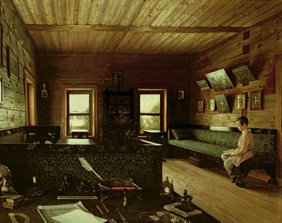 The Study in the House of Nikolai Milyukov at Ostrovky, 1844 by Grigori Vasilievich Soroka