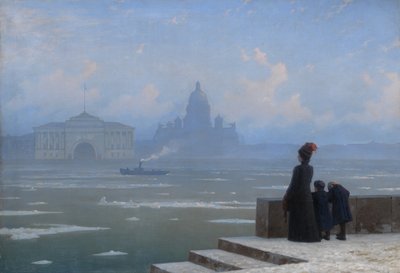 Ice Drifting on the Neva River in St Petersburg, 1890s by Grigory Odisseyevich Kalmykov