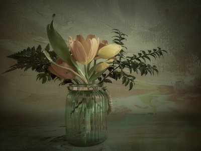 Vintage Tulips in Vase by Gu and Hongchao
