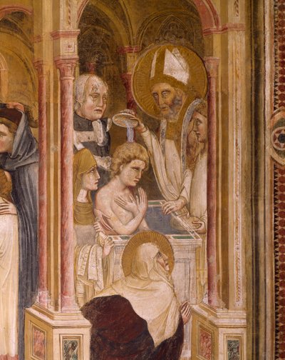 Baptism of St Augustine, by Guariento by Guariento di Arpo