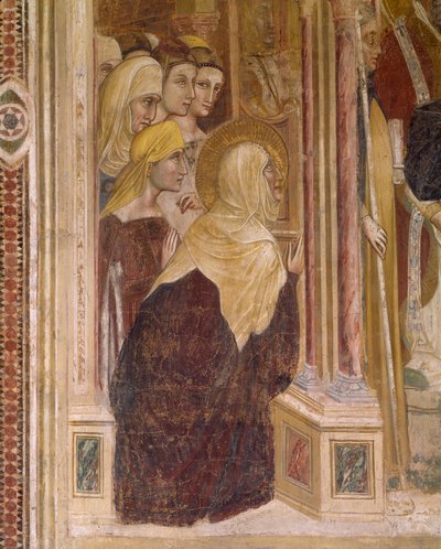 Monica with other women praying with vestments of Saint Augustine by Guariento di Arpo