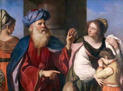 Abraham banishes Hagar by Guercino
