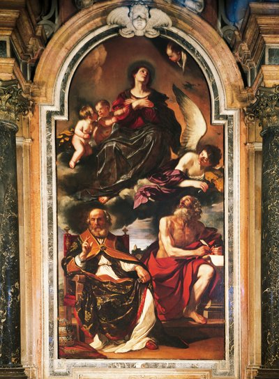 Mary Assumption with St Peter and St Jerome by Guercino