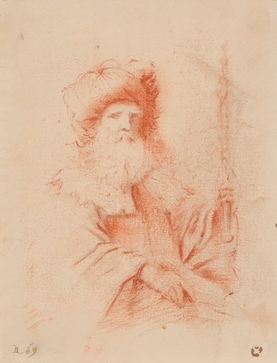 Sketch of Bearded Man in Turban by Guercino