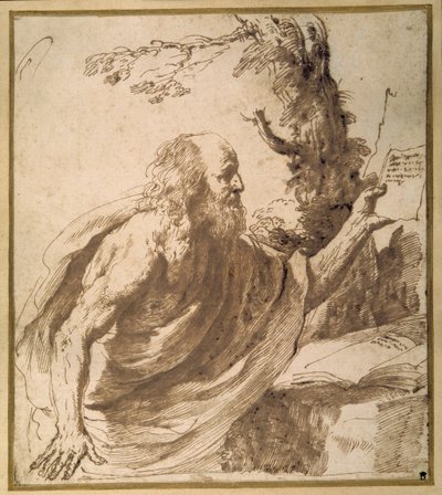 A Saint reading in the desert by Guercino