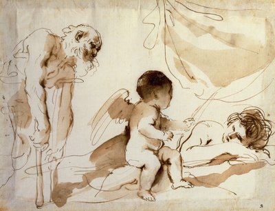 Man on Crutches, Cupid and Sleeping Venus by Guercino