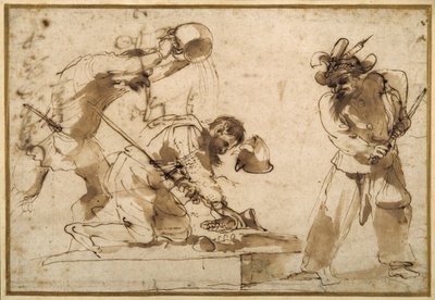Satirical subject with characters from the Commedia dell