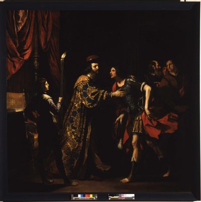 The farewell of Cato the Younger to his son by Guercino