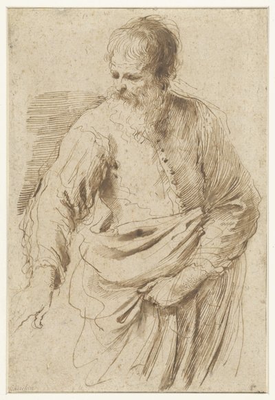 Standing Old Man by Guercino (attributed to)