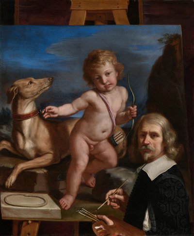 Self-Portrait before a Painting of "Amor Fedele" by Guercino