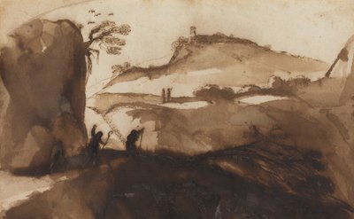 Shepherds Peering into a Chasm by Guercino