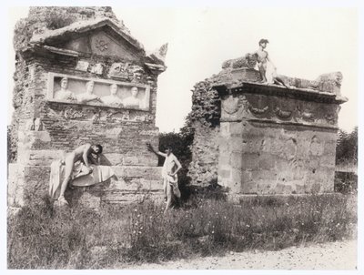 Boys Among Tombs by Guglielmo (1852 1930) Plüschow