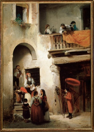 Extreme Unction, a Family Waiting Outside the House of a Dying Man by Guglielmo Castoldi