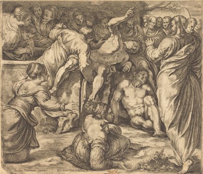 The Raising of Lazarus by Guglielmo Cortese after Tintoretto