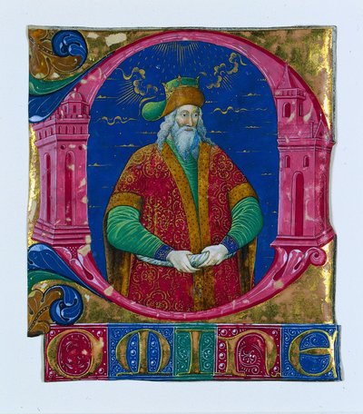 Initial D[omine] from a Choral Book: King Solomon, c. 1470-1480 by Guglielmo Giraldi del Magri [or del
