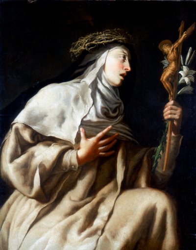 St Teresa of Avila before the Cross, c1621-1663 by Guido Cagnacci