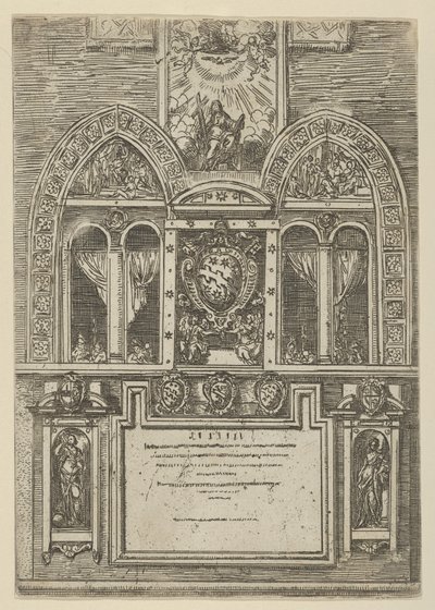 Facade of the Palazzo del Senato in Bologna with the Papal arms at center, 1598 by Guido Reni