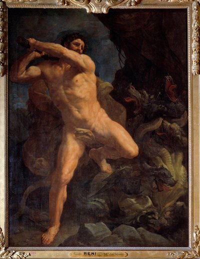 Hercules Terrassing the Hydra of Lerne. Painting by Guido Reni dit le Guide by Guido Reni
