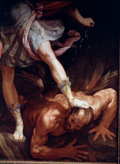Saint Michael crushes the head of the demon (detail) by Guido Reni