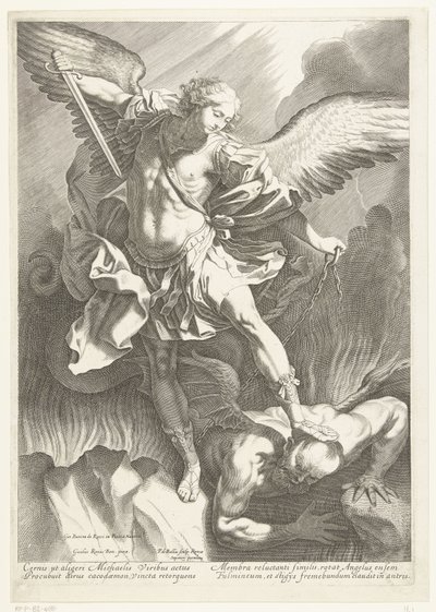 The Archangel St Michael defeating the Devil, engraved by Pieter de Bailliu by Guido Reni