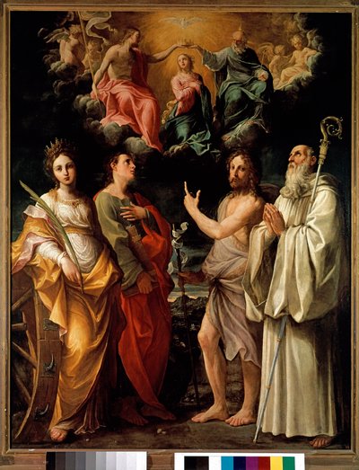 The Coronation of the Virgin with Four Saints by Guido Reni