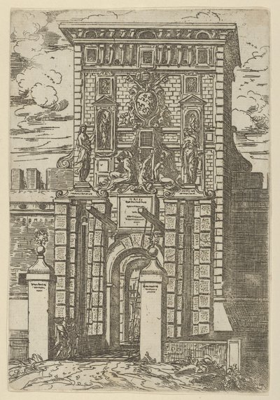 The Porta Galliera, the entrance gate to Bologna and drawbridge with temporary decorations by Guido Reni