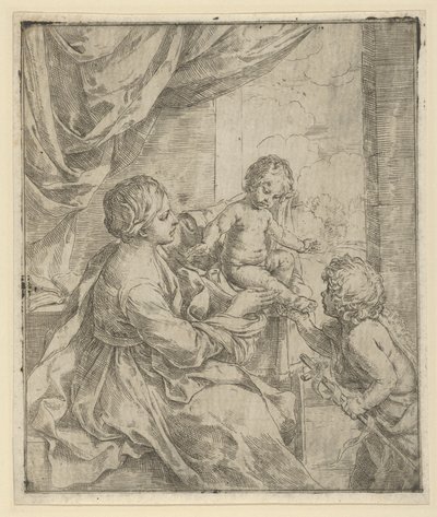 The Virgin and Child at a table with the young John the Baptist by Guido Reni