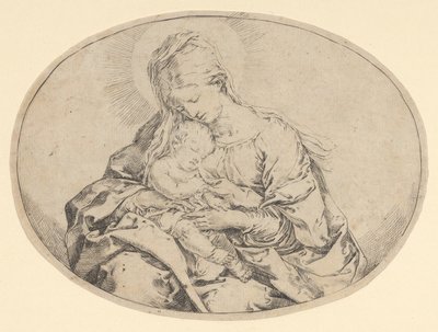 The Virgin Holding the Infant Christ, an Oval Composition, ca. 1600-1640 by Guido Reni