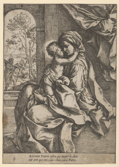 The Virgin seated with the Christ Child on her lap embracing her, Joseph seen through, ca. 1600-1613 by Guido Reni