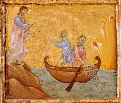 Miraculous Catch of Fish (detail) by Guido da Siena