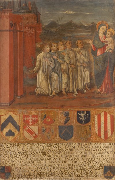 The Chamberlain and His Assistants Before the Virgin by Guidoccio di Giovanno Cozzarelli