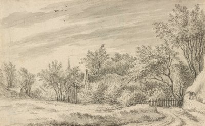 Village Path with Church Spire in the Distance by Guillam Dubois