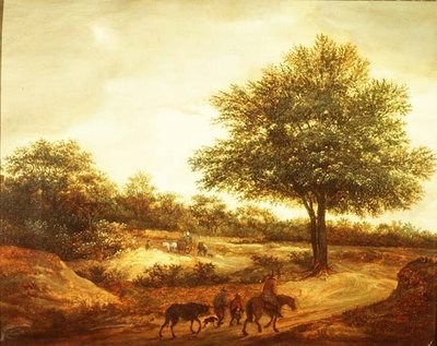 A Wooded Landscape with Travellers on a Path, a Cottage Beyond by Guillam de Vos