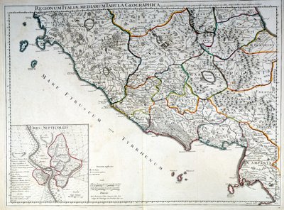 Historical Map of the Italian Region Where the Etruscans Lived After the Atlas of G. Delisle by Guillaume (after) Delisle