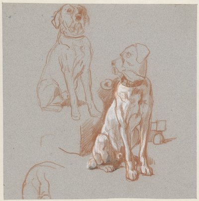 Two Studies of a Sitting Dog by Guillaume Anne van der Brugghen