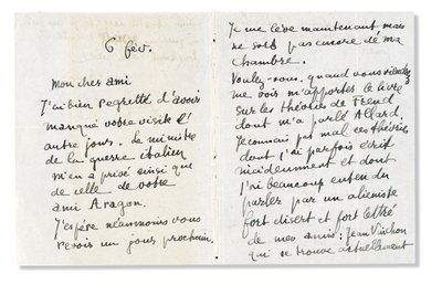 Autograph Letter Signed to Andre Breton, 6 February 1918 by Guillaume Apollinaire