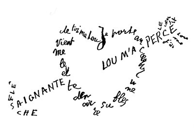 Bleeding Arrow, Calligram Poem by Guillaume Apollinaire