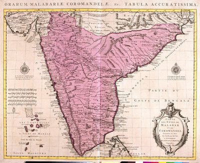 Map of Coromandel and Malabar (India) by Guillaume Delisle