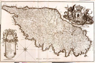 Map of Corsica (France) (etching) by Guillaume Delisle