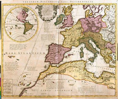 Map of Europe and North African Coasts (etching) by Guillaume Delisle