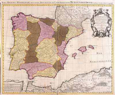 Map of the Iberic Peninsula, Kingdom of Portugal and Spain by Guillaume Delisle