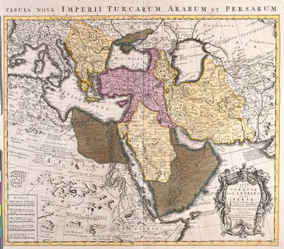 Map of the Middle East: Turkish Empire, Persia and Arabian Peninsula (etching) by Guillaume Delisle