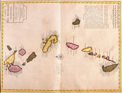 Maps of the Caribbean Islands (Guadeloupe, Marie Galante, Dominica, Martinique, Saint Lucia, Saint Vincent, Barbados, Grenadines and Grenada) by Guillaume Delisle