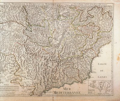 Southern Piedmont Region, Monferrato and Western Liguria Region. Map by Guillaume de l